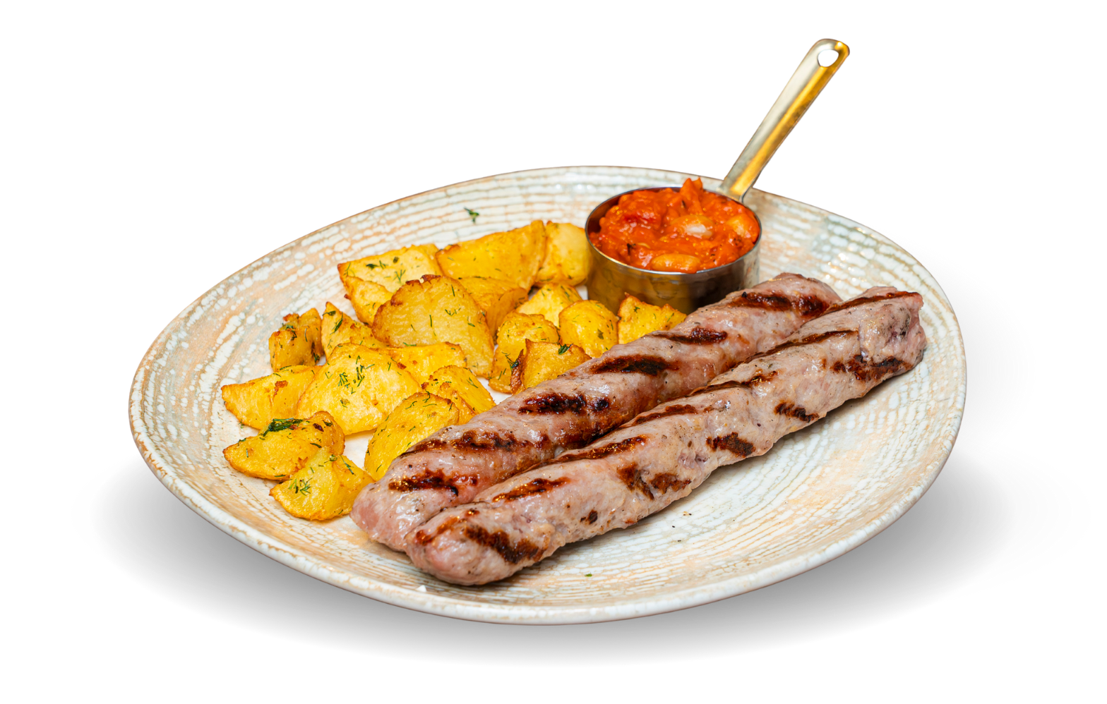 Grilled kebabs with garnish